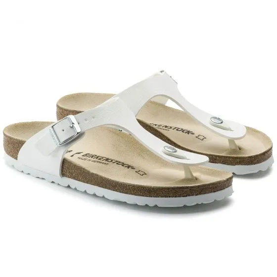 Birkenstock Womens Gizeh Birko Flor White Sandals 