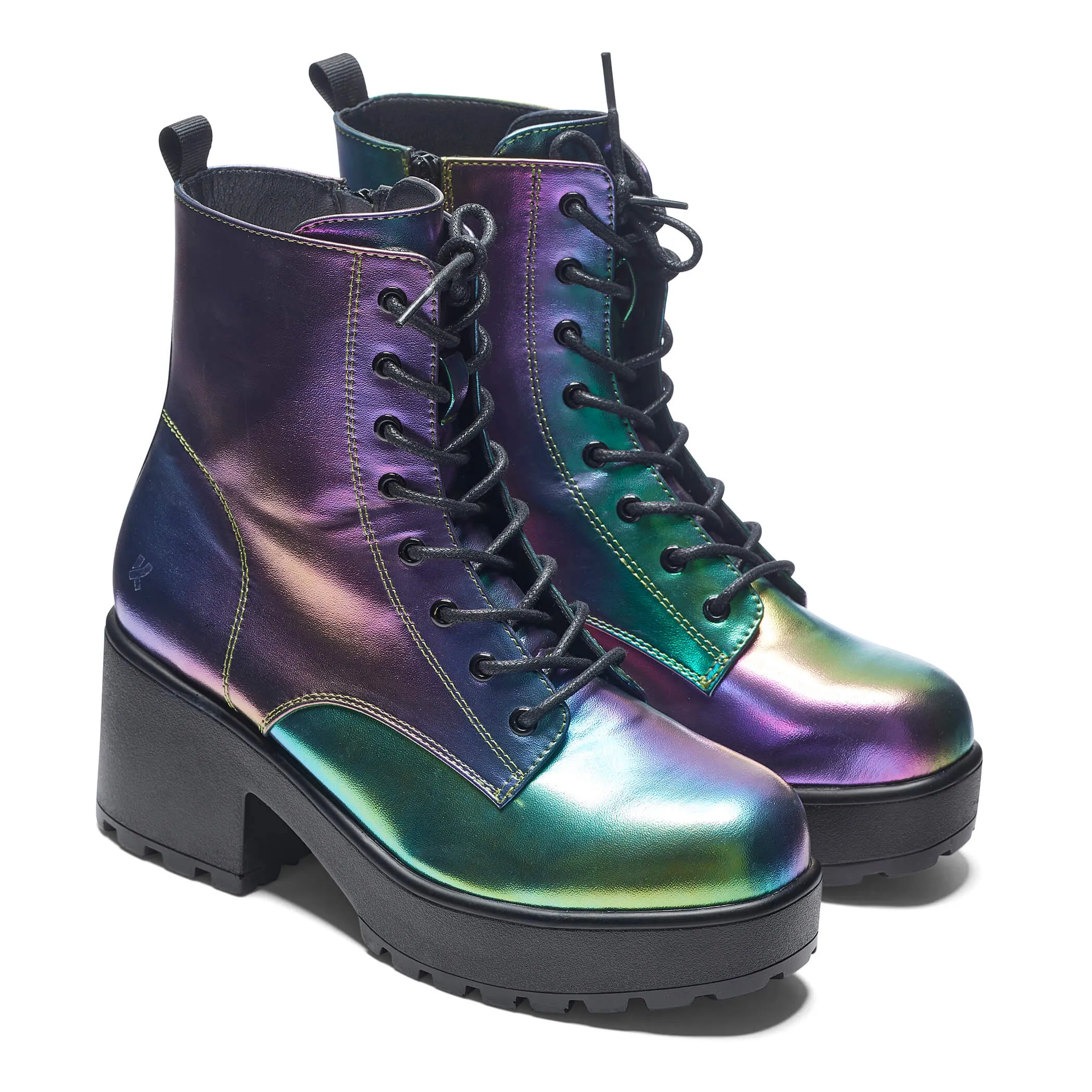 Bismuth Platform Military Boots - Rainbow