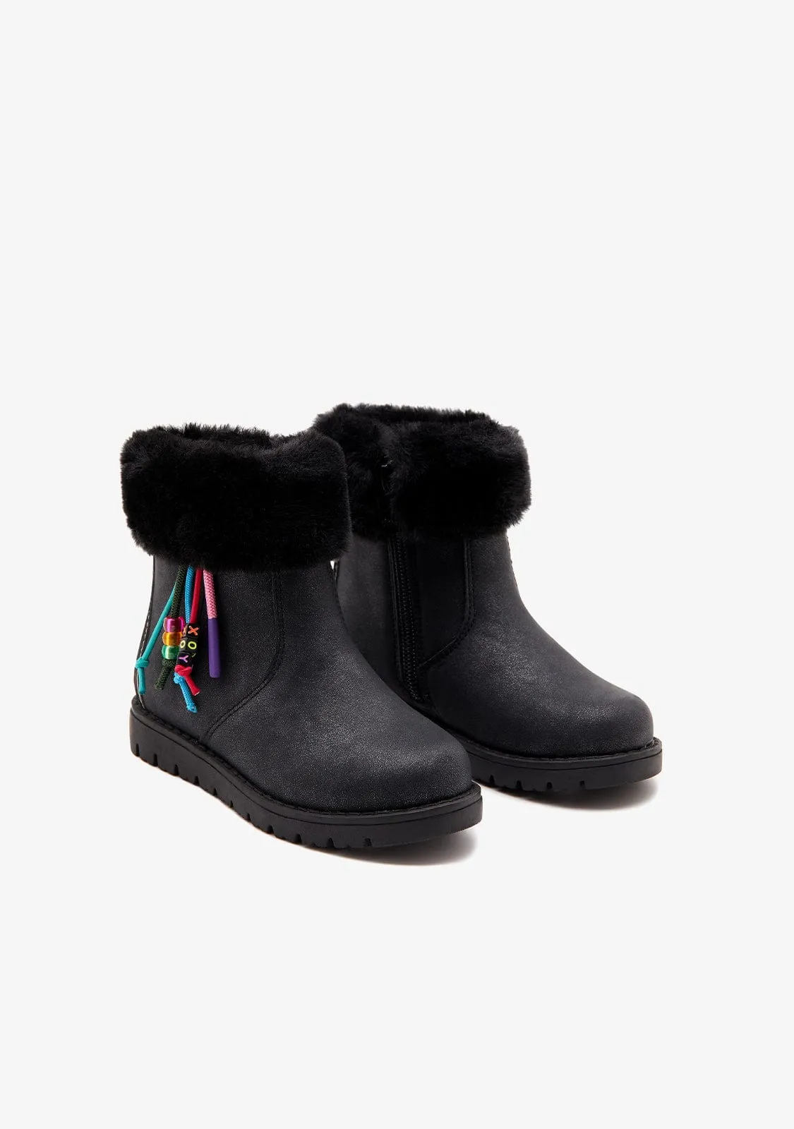 Black Fur Plush Boots