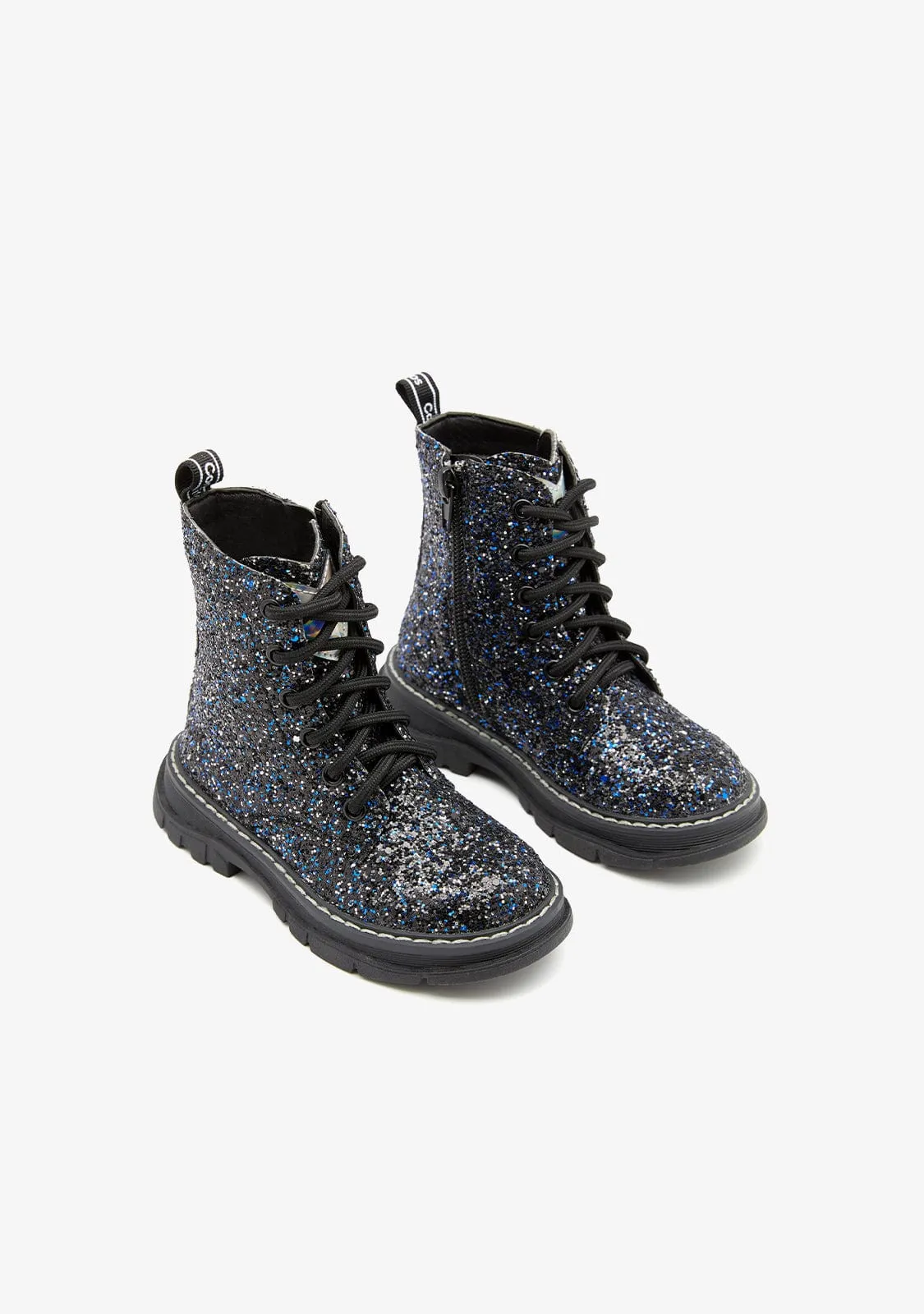 Black Glitter Boots