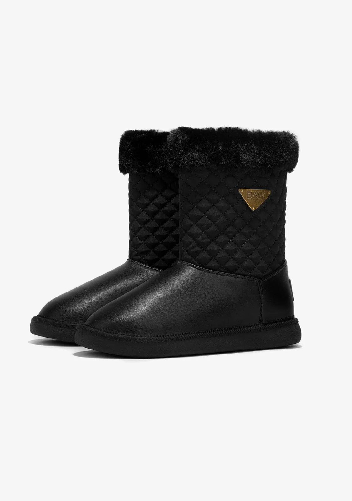 Black Quilted B&W Australian Boots