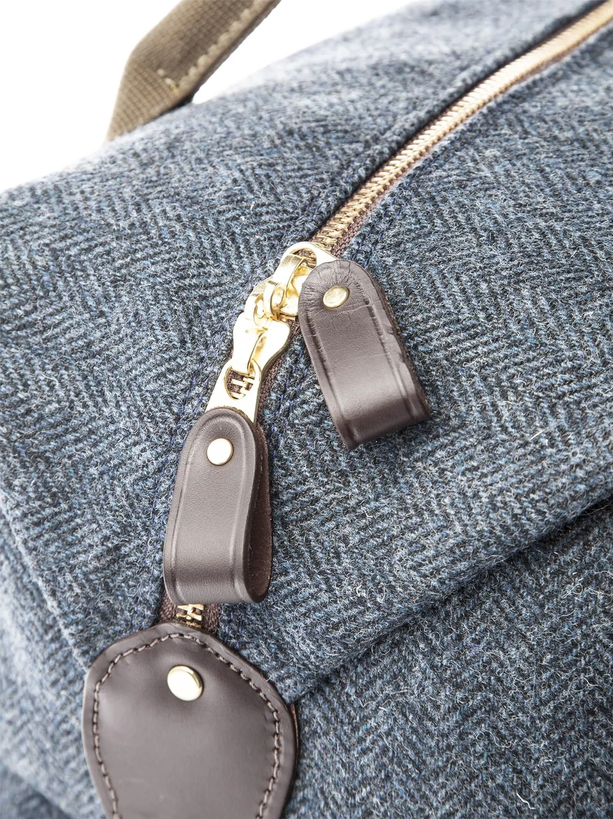 Blue Herringbone Weekend Bag