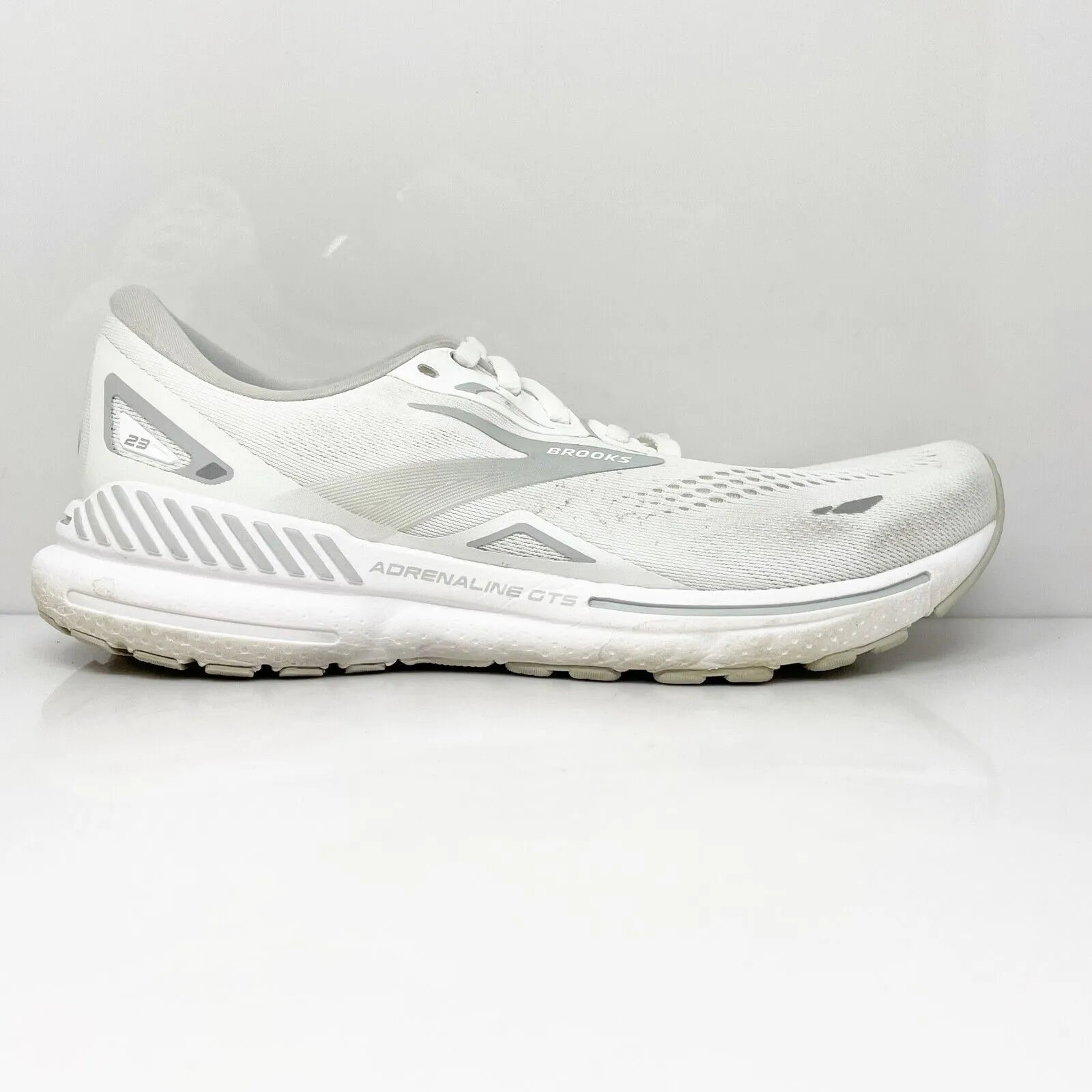 Brooks Womens Adrenaline GTS 23 1203811B104 White Running Shoes Sneakers Sz 10 B