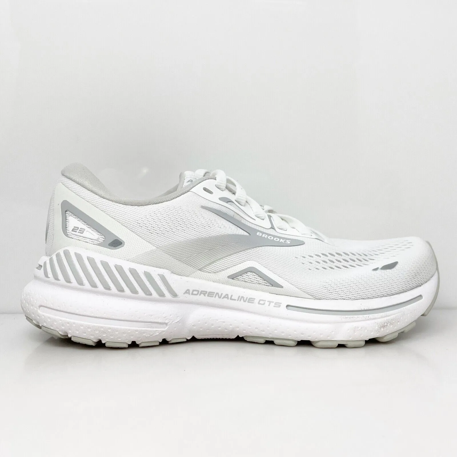 Brooks Womens Adrenaline GTS 23 1203811B104 White Running Shoes Sneakers Sz 5 B