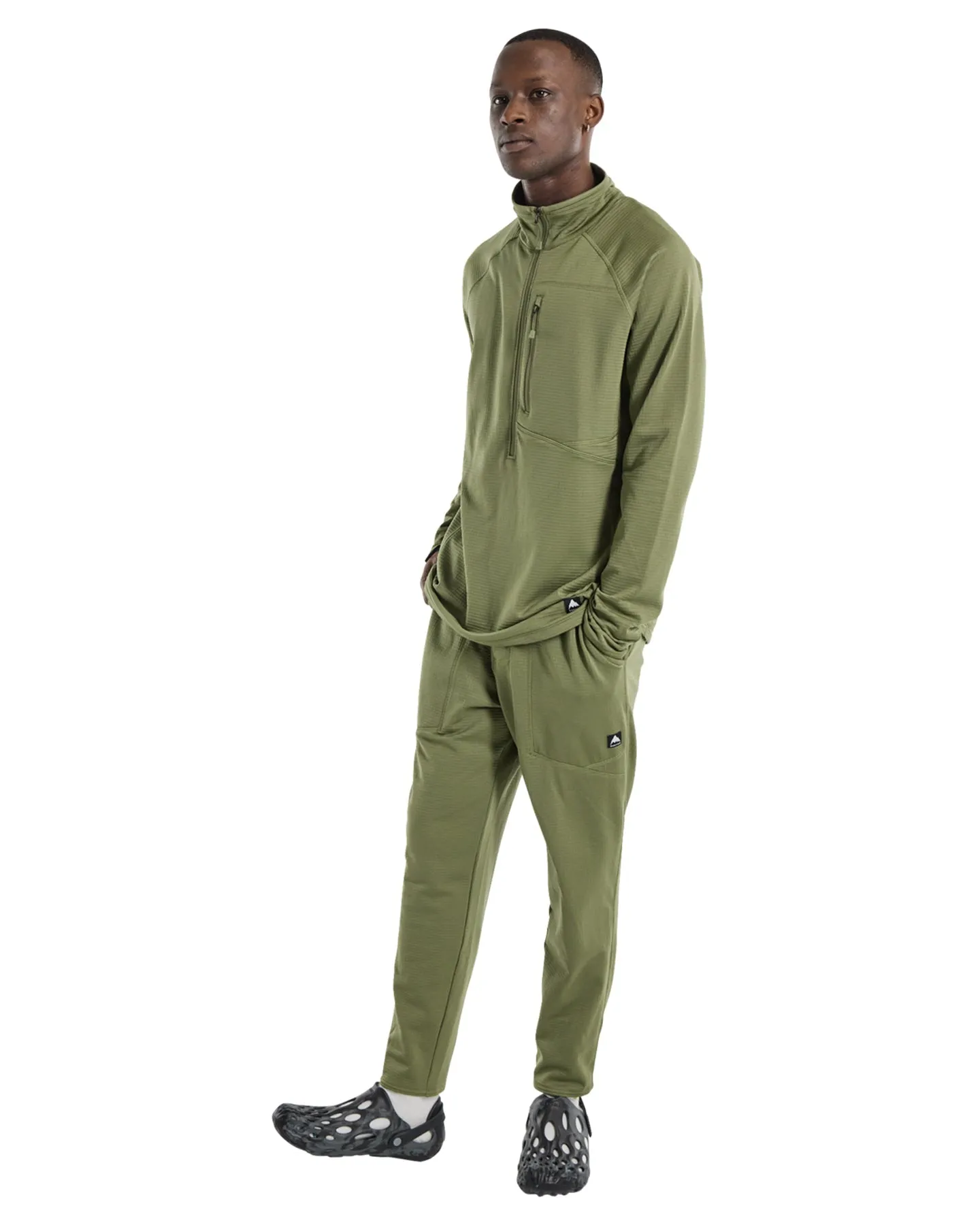 Burton Men's Stockrun Grid Half-Zip Fleece - Forest Moss | Shop Clothing at Trojan Wake Ski Snow & Snow Skiers Warehouse