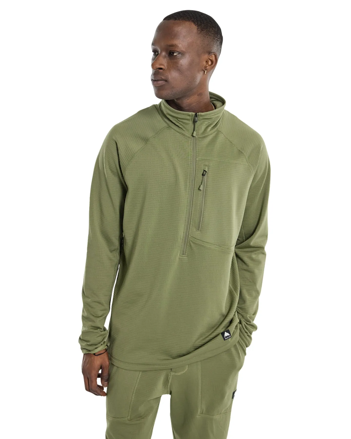 Burton Men's Stockrun Grid Half-Zip Fleece - Forest Moss | Shop Clothing at Trojan Wake Ski Snow & Snow Skiers Warehouse