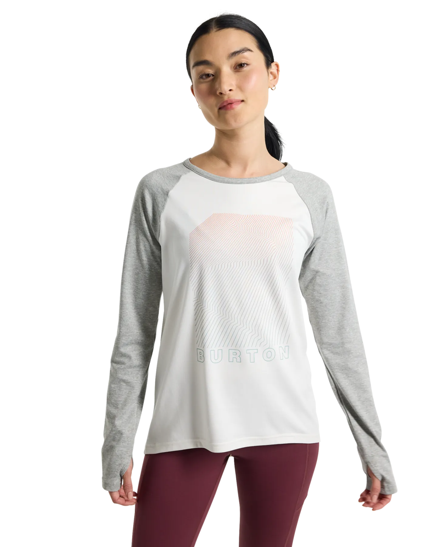 Burton Women's Burton Roadie Base Layer Tech T-Shirt - Stout White/Gray Heather | Shop Long Johns at Trojan Wake Ski Snow &a