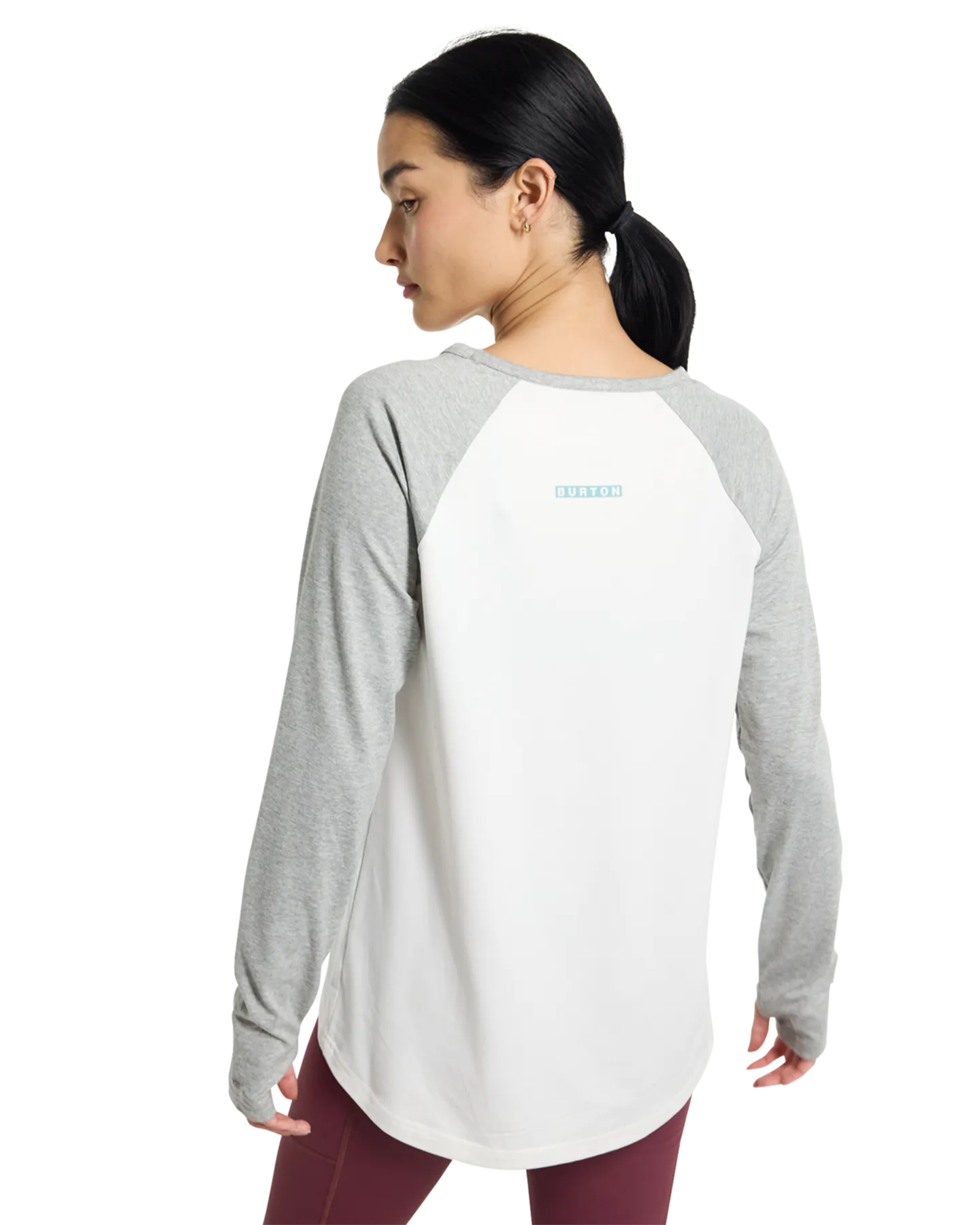 Burton Women's Burton Roadie Base Layer Tech T-Shirt - Stout White/Gray Heather | Shop Long Johns at Trojan Wake Ski Snow &a