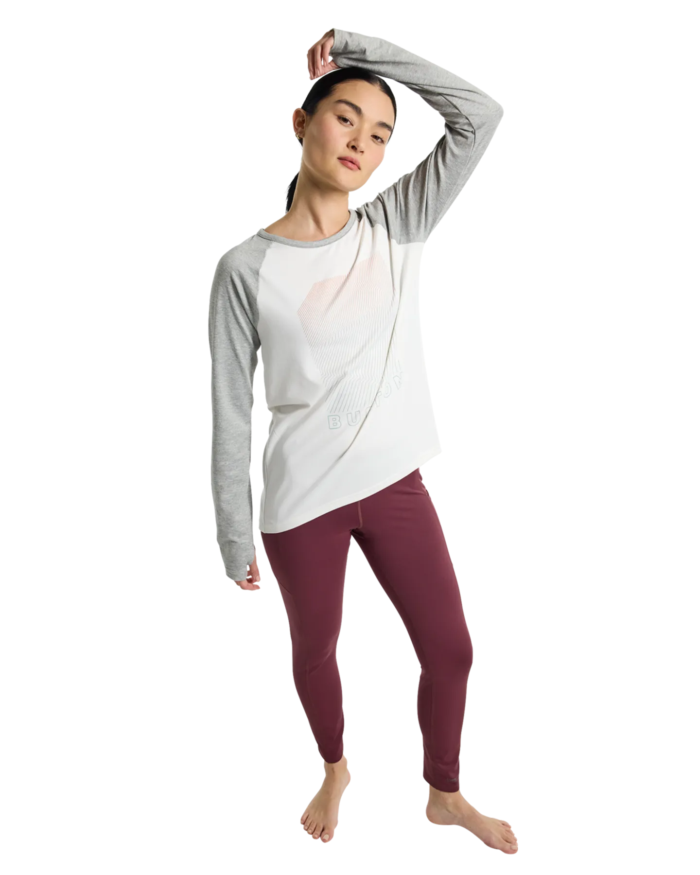 Burton Women's Burton Roadie Base Layer Tech T-Shirt - Stout White/Gray Heather | Shop Long Johns at Trojan Wake Ski Snow &a