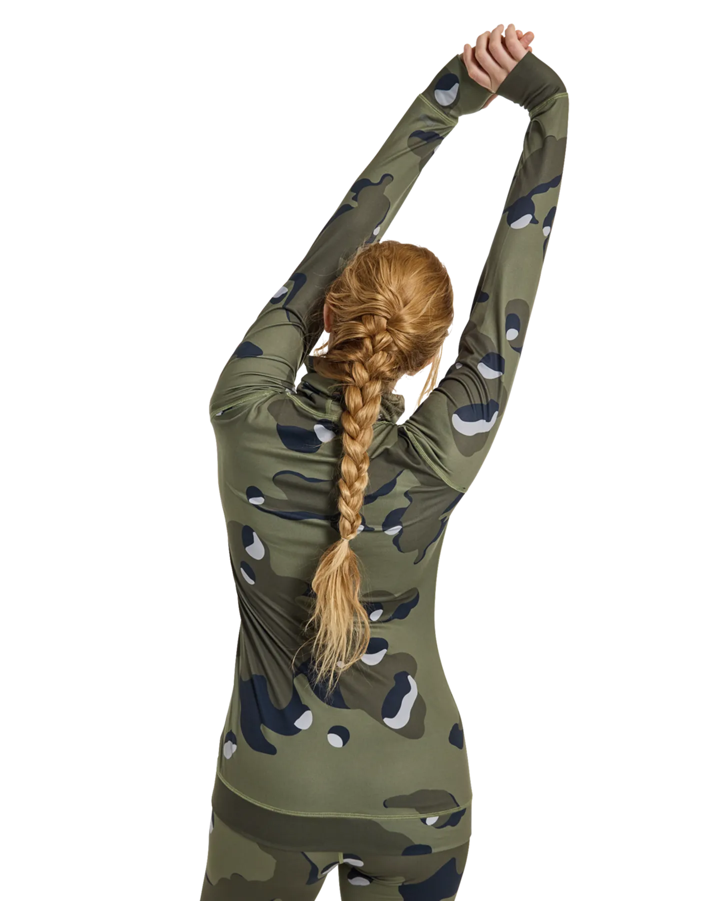 Burton Women's Midweight Base Layer Long Neck Shirt - Forest Moss Cookie Camo | Shop Long Johns at Trojan Wake Ski Snow &