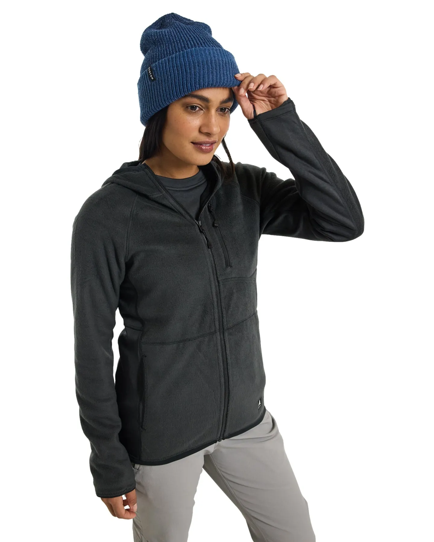 Burton Women's Stockrun Warmest Hooded Full-Zip Fleece - True Black | Shop Clothing at Trojan Wake Ski Snow & Snow Skier