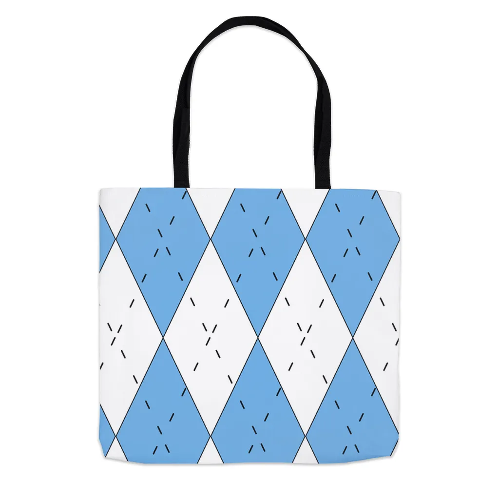 Carolina Blue and White Argyle Tote Bag