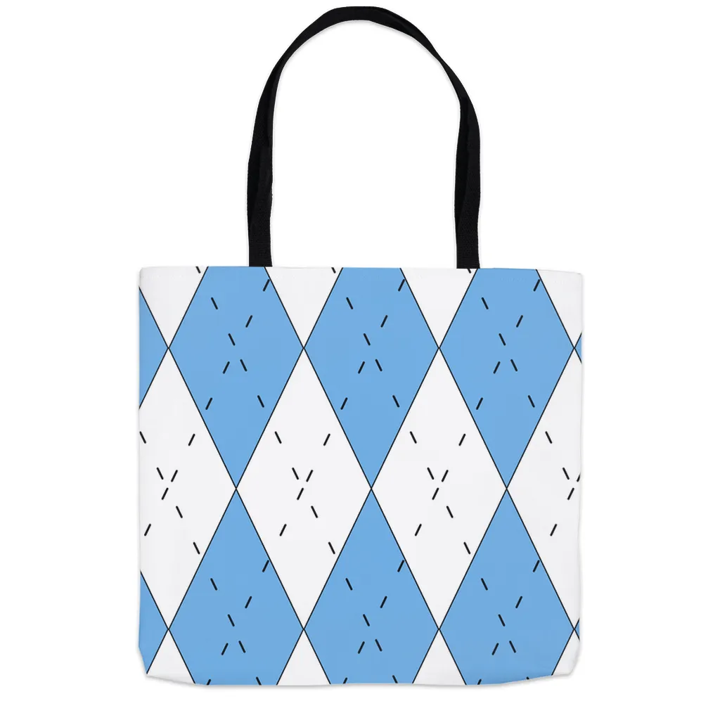 Carolina Blue and White Argyle Tote Bag