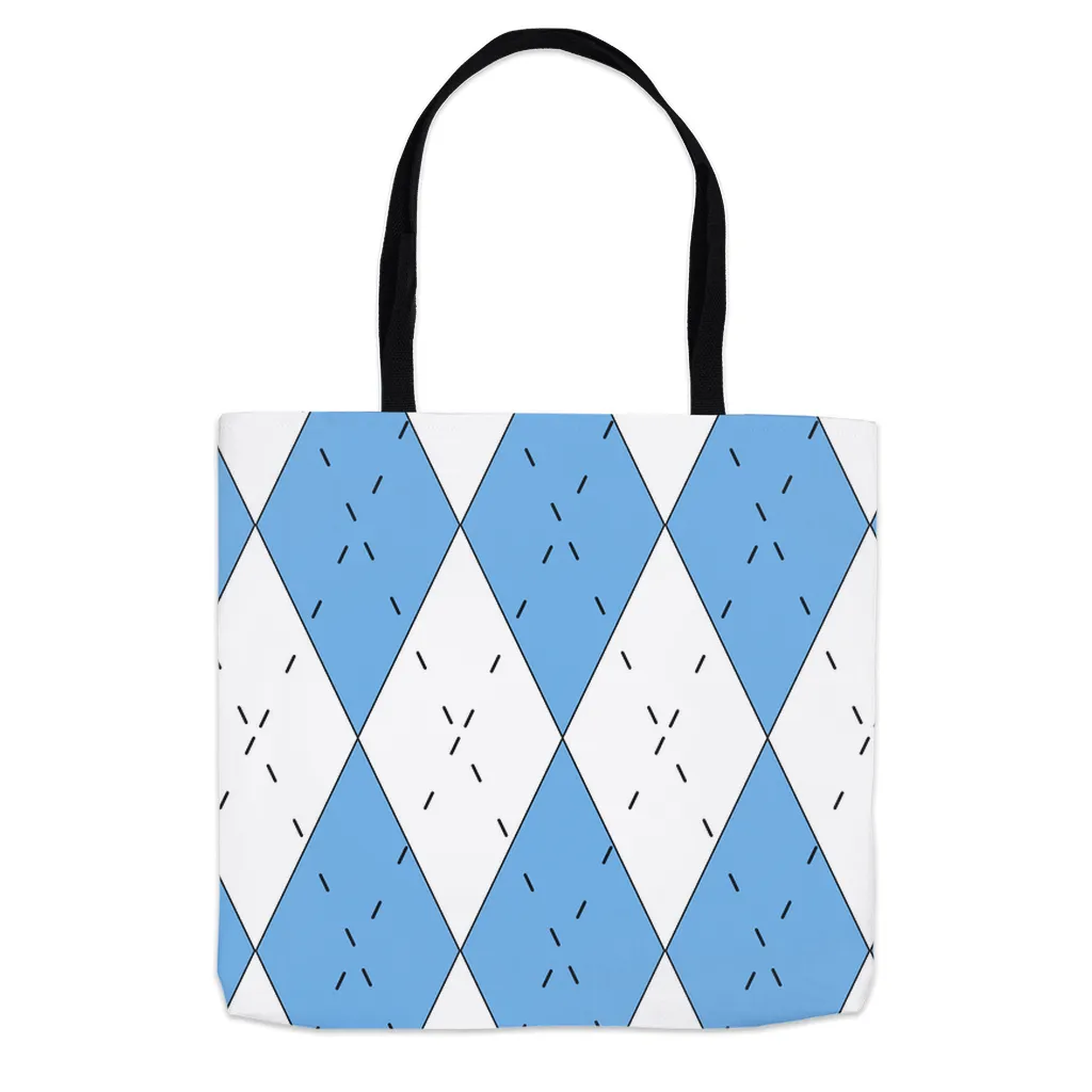 Carolina Blue and White Argyle Tote Bag