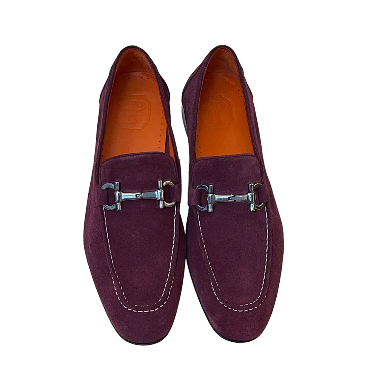 Corrente P000655 6472 Men's Shoes Wine Soft Suede Leather Bit Buckle Loafers (CRT1420)