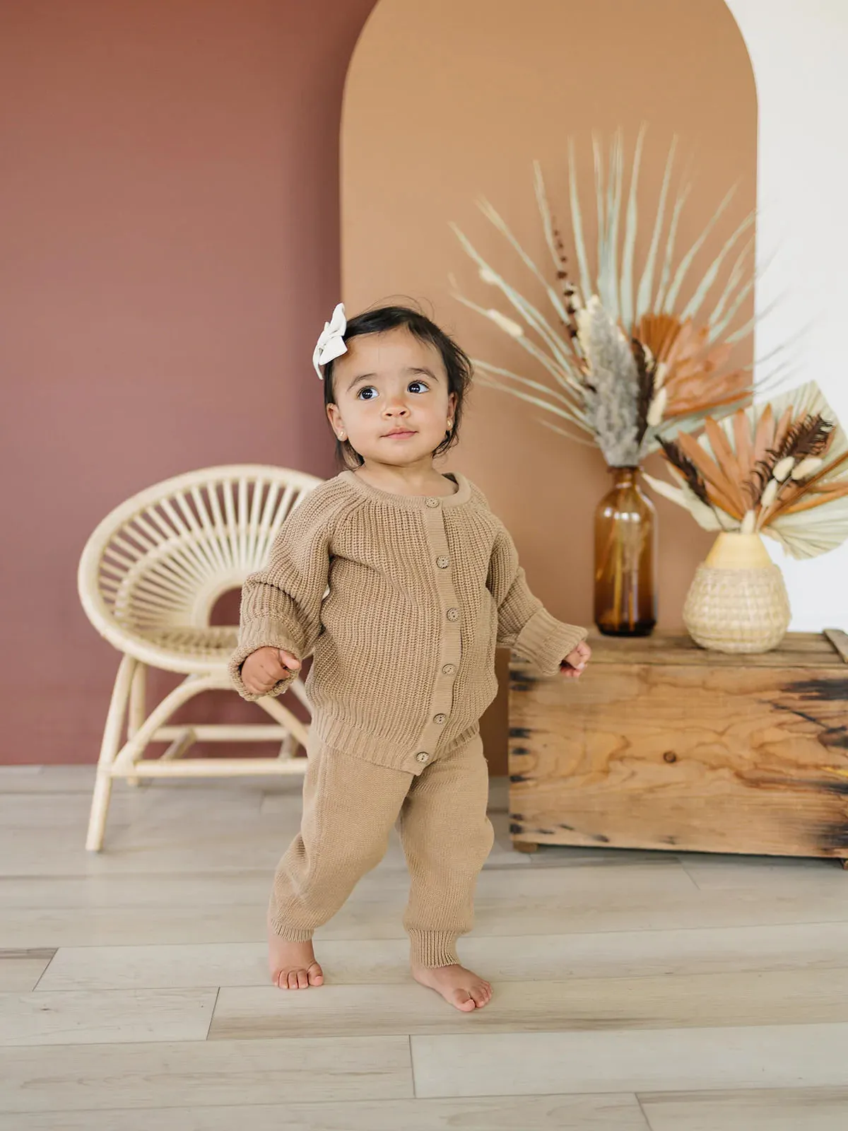 Cotton Knit Cardigan (12-18m) - Toffee