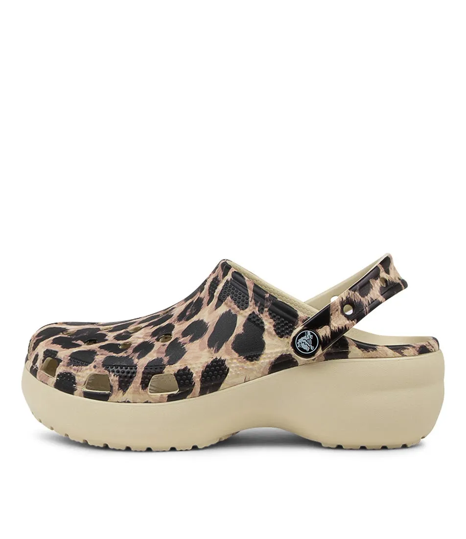 CROCS 207844 Classic Platform Bone Leopard Sandals