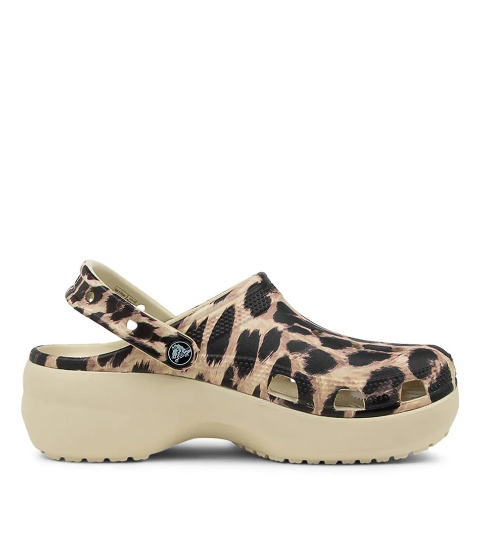 CROCS 207844 Classic Platform Bone Leopard Sandals