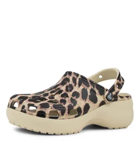 CROCS 207844 Classic Platform Bone Leopard Sandals