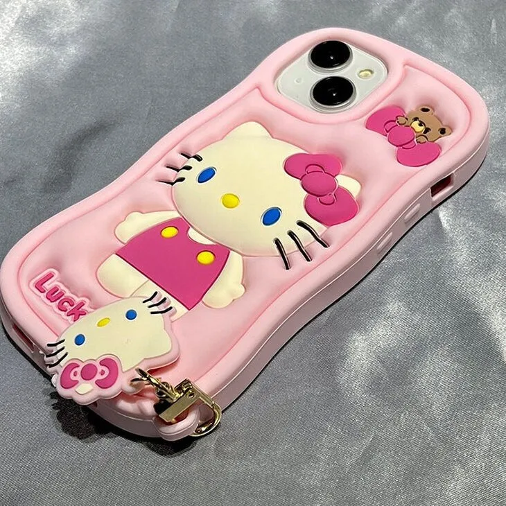 Cute Kawaii Pink 3D Hello Kitty Sanrio Design Protective Shockproof Phone Case iPhone Case for iPhone 11 12 13 14 15 Pro Max Cas