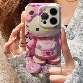 Cute Pink Trendy 3D Hello Kitty Astronaut Design Soft Rubber Protective Shockproof Phone Case for iPhone X XR XS 11 12 13 14 15 