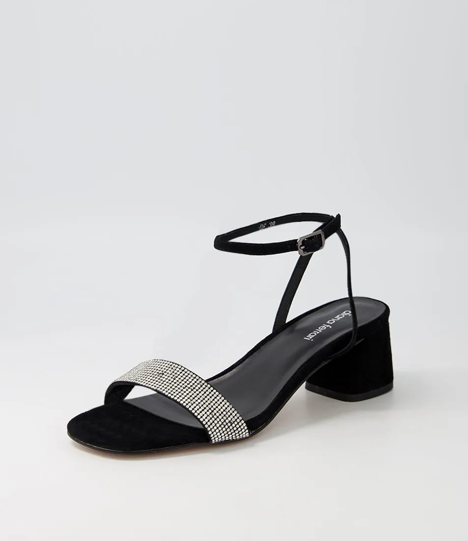 DIANA FERRARI Jazze Black Jewels Suede Sandals