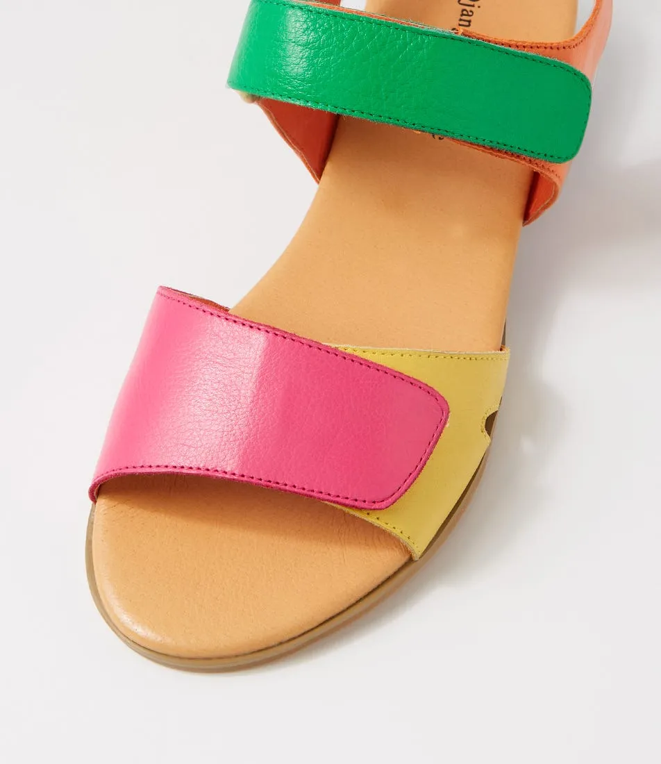 DJANGO & JULIETTE Halima Fuchsia Yellow Multi Sandals