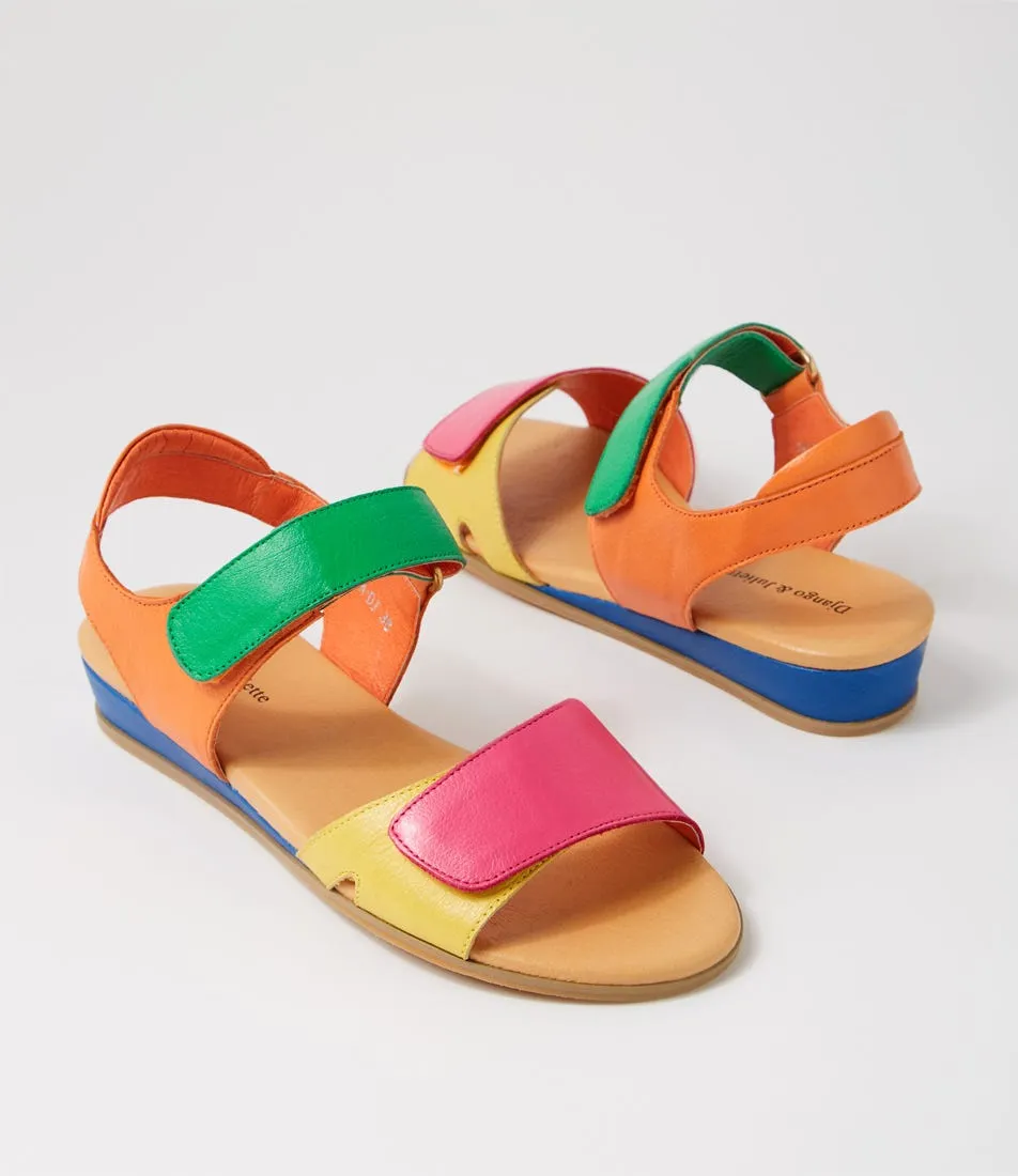 DJANGO & JULIETTE Halima Fuchsia Yellow Multi Sandals