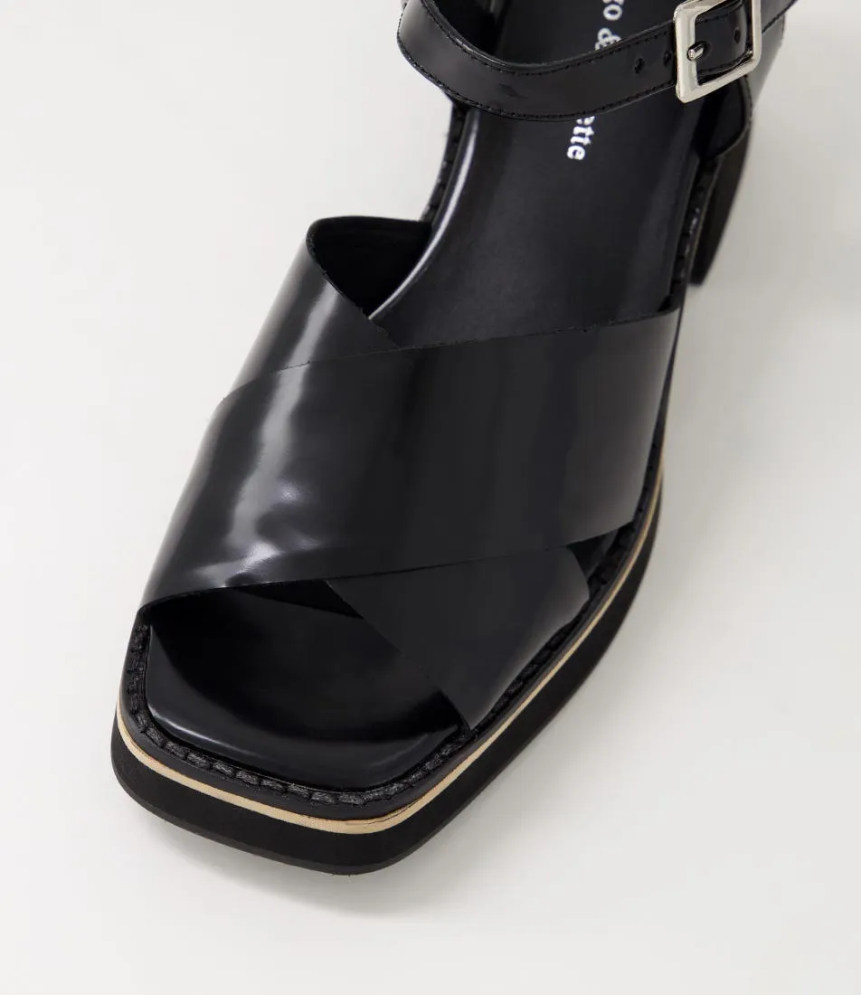 DJANGO & JULIETTE Jemi Black Box Leather Sandals