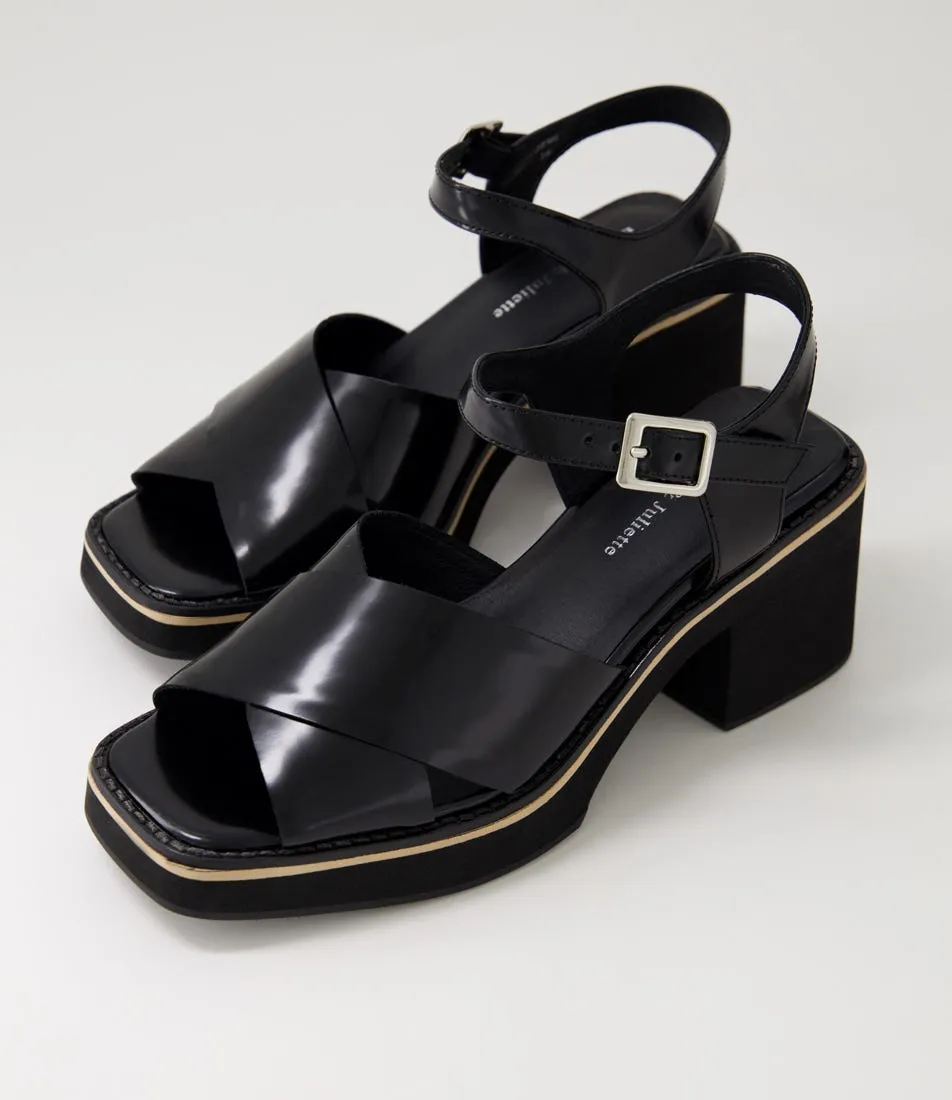 DJANGO & JULIETTE Jemi Black Box Leather Sandals