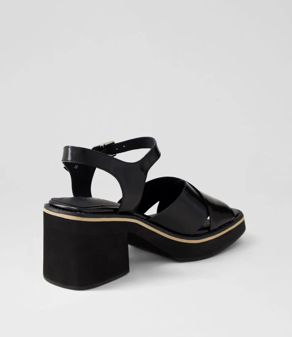 DJANGO & JULIETTE Jemi Black Box Leather Sandals