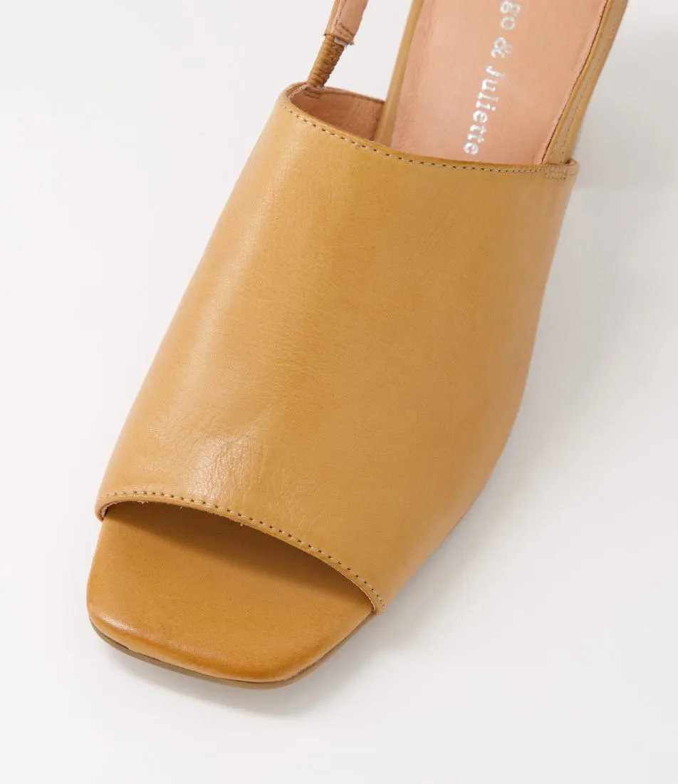 DJANGO & JULIETTE Pyper Dark Tan Leather Sandals