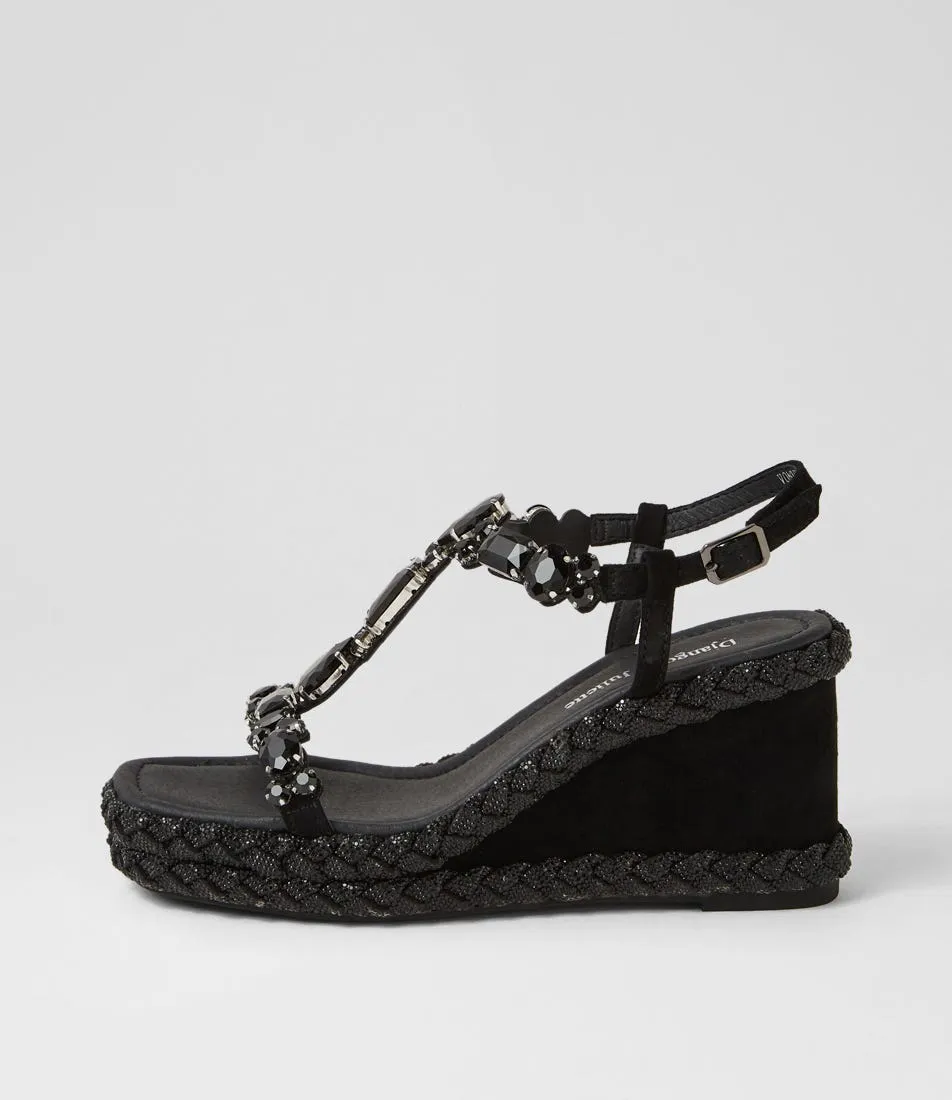 DJANGO & JULIETTE Vontey Black Suede Jewels Sandals