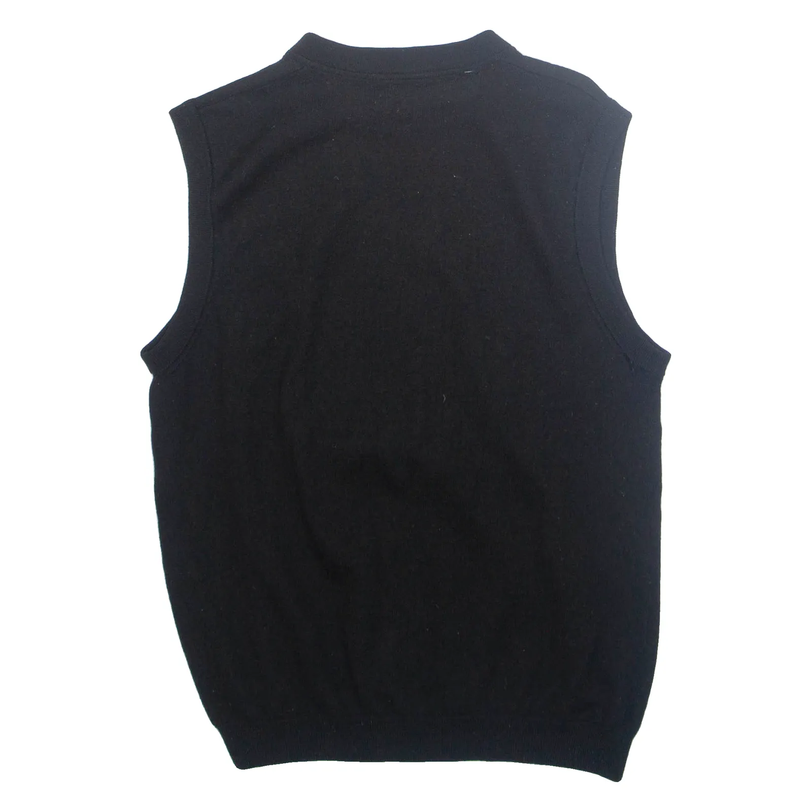 DKNY Mens Vest Black V-Neck Tight Knit Sleeveless Wool M