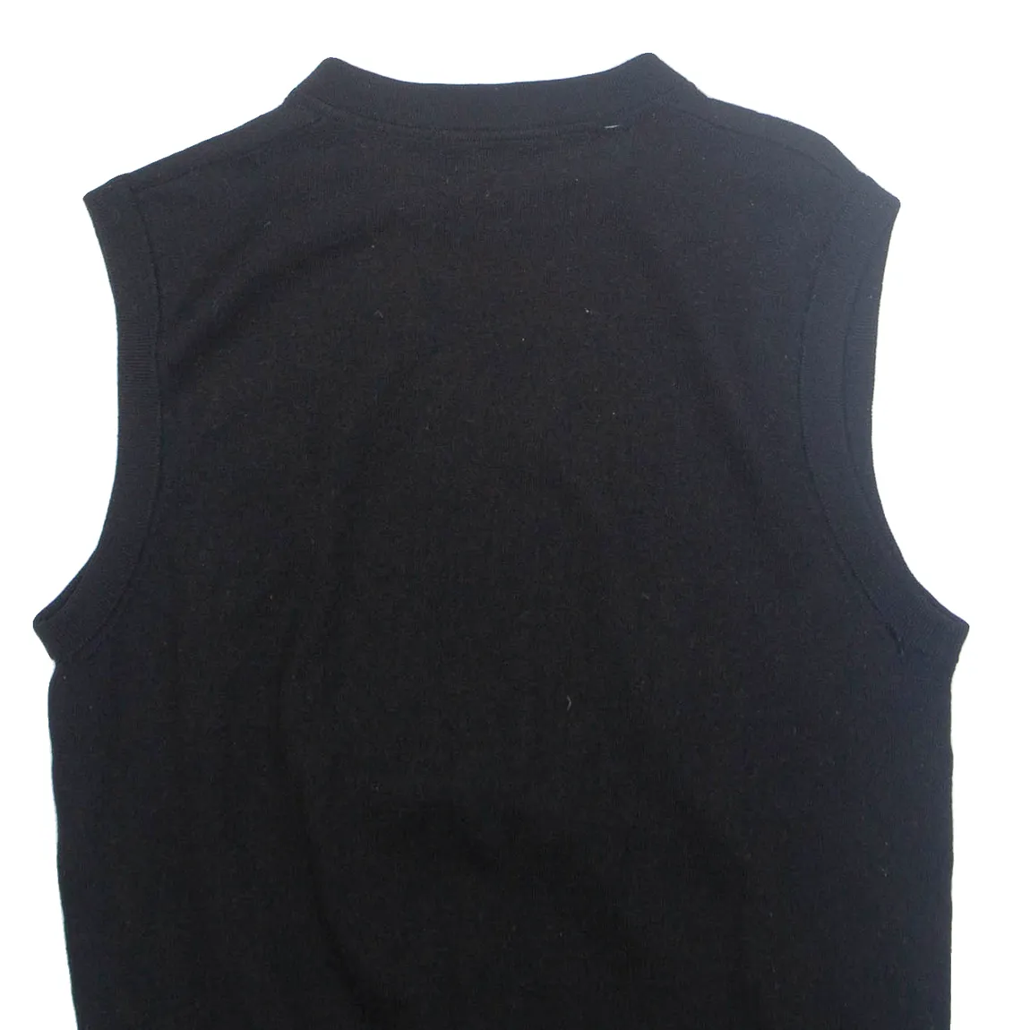 DKNY Mens Vest Black V-Neck Tight Knit Sleeveless Wool M