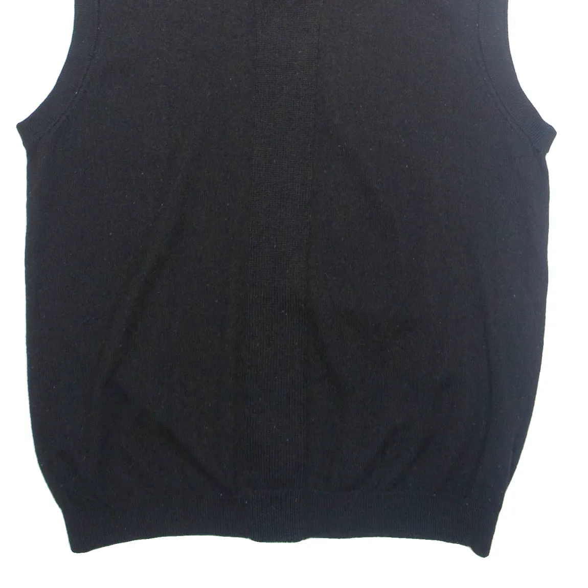 DKNY Mens Vest Black V-Neck Tight Knit Sleeveless Wool M