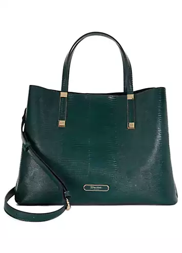 Dorry Dark Green Branded Hardware Tote Bag by Dune London | Look Again