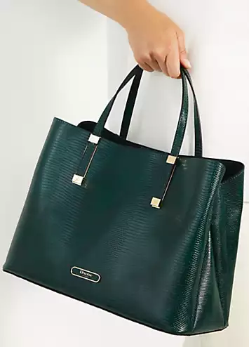 Dorry Dark Green Branded Hardware Tote Bag by Dune London | Look Again