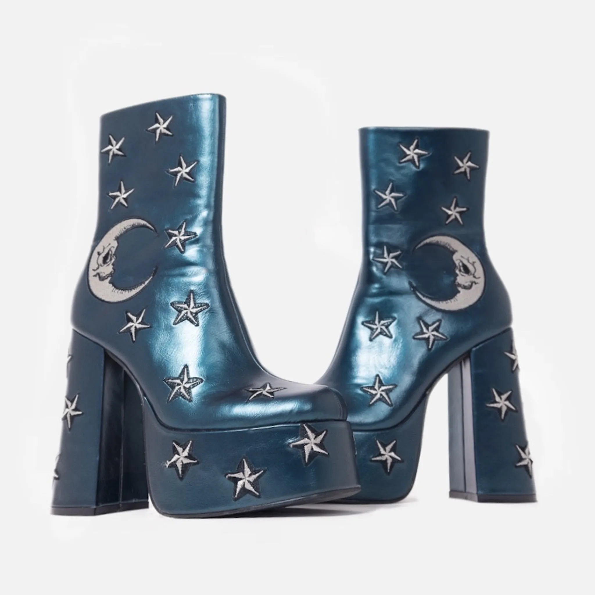 Dreams of Mooncraft Teal Heeled Boots