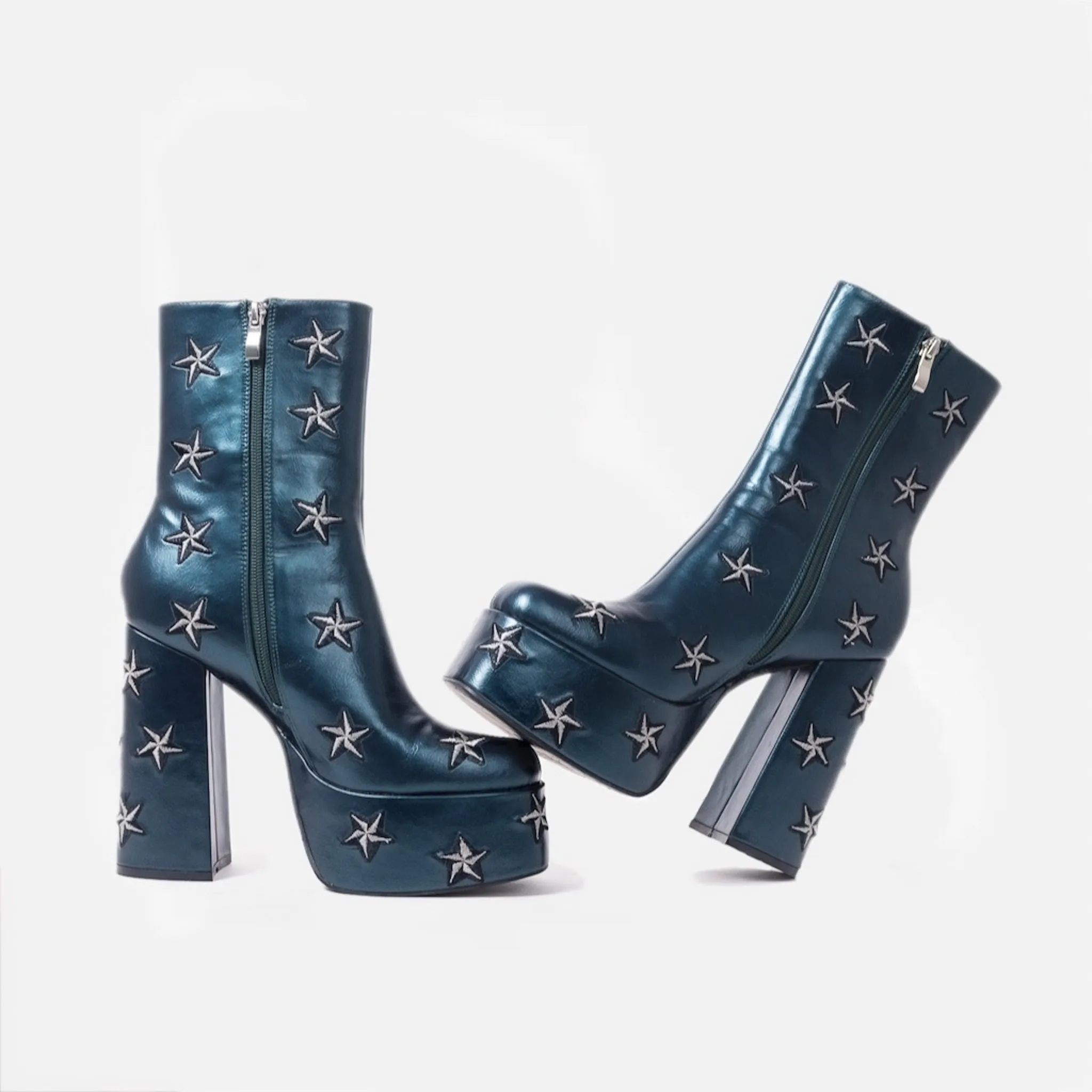 Dreams of Mooncraft Teal Heeled Boots