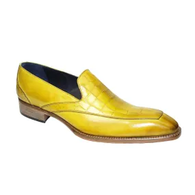 Duca Trento Men's Shoes Yellow Calf-Skin Leather/Croco Print Loafers (D1085)