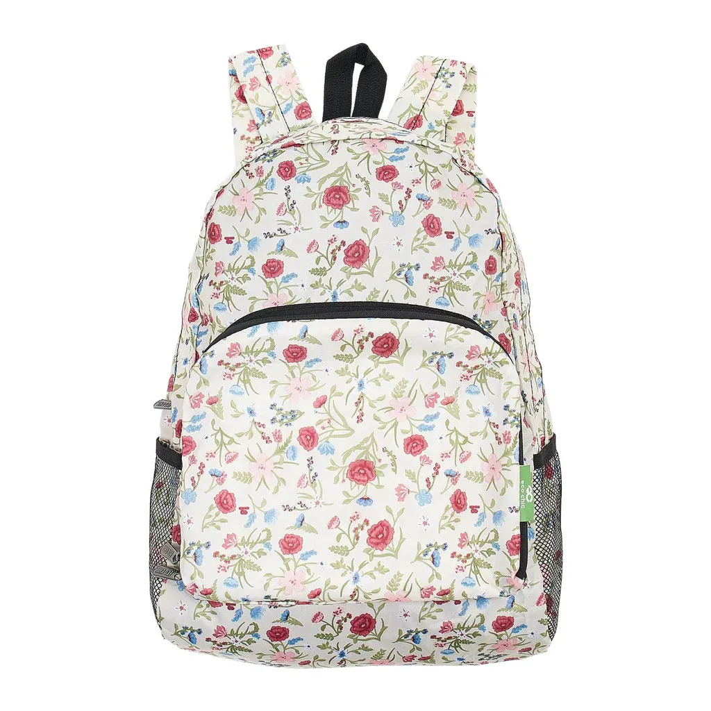 Eco Chic Lightweight Foldable Backpack Beige Floral