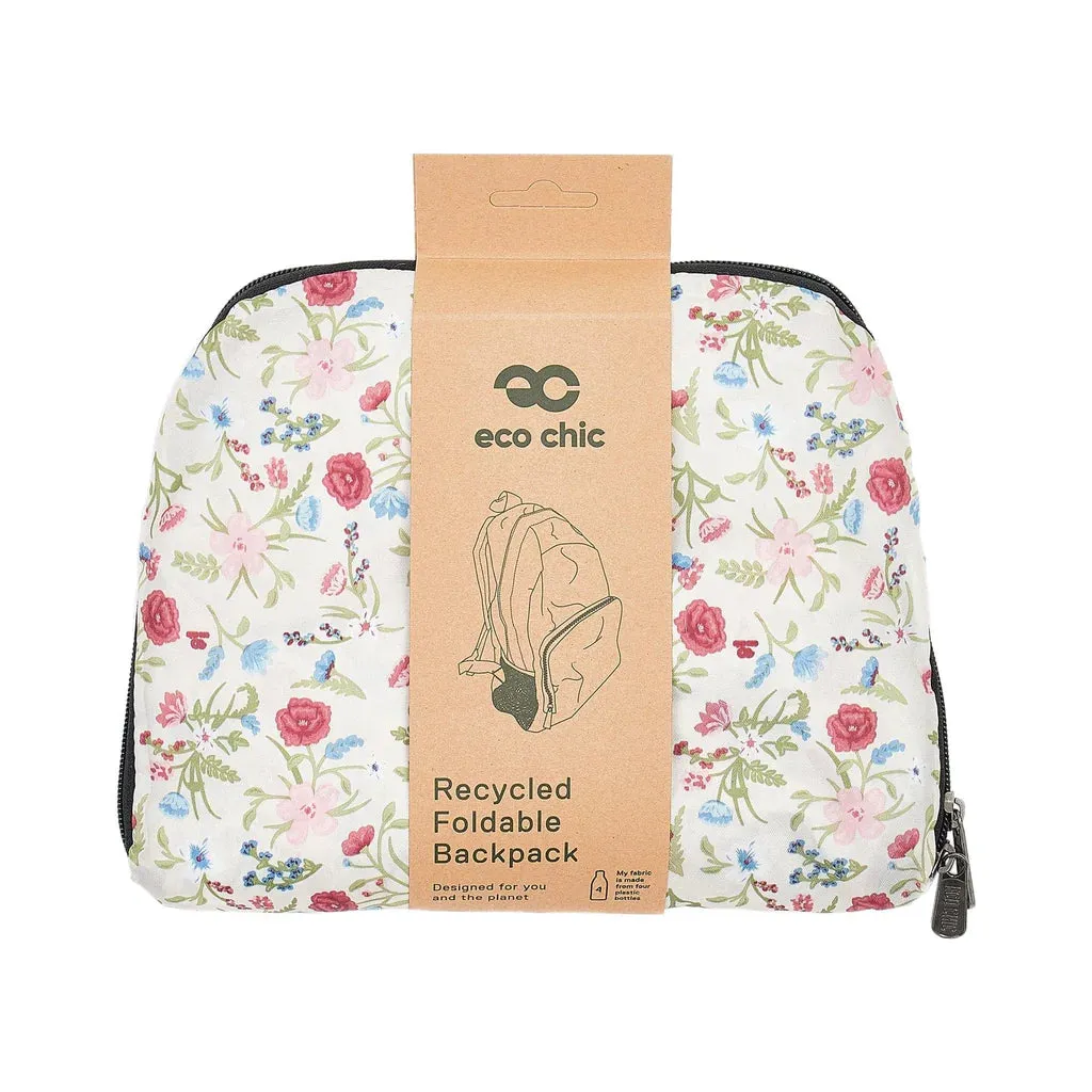 Eco Chic Lightweight Foldable Backpack Beige Floral