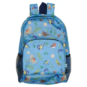 Eco Chic Lightweight Foldable Backpack Blue RSPB Birds