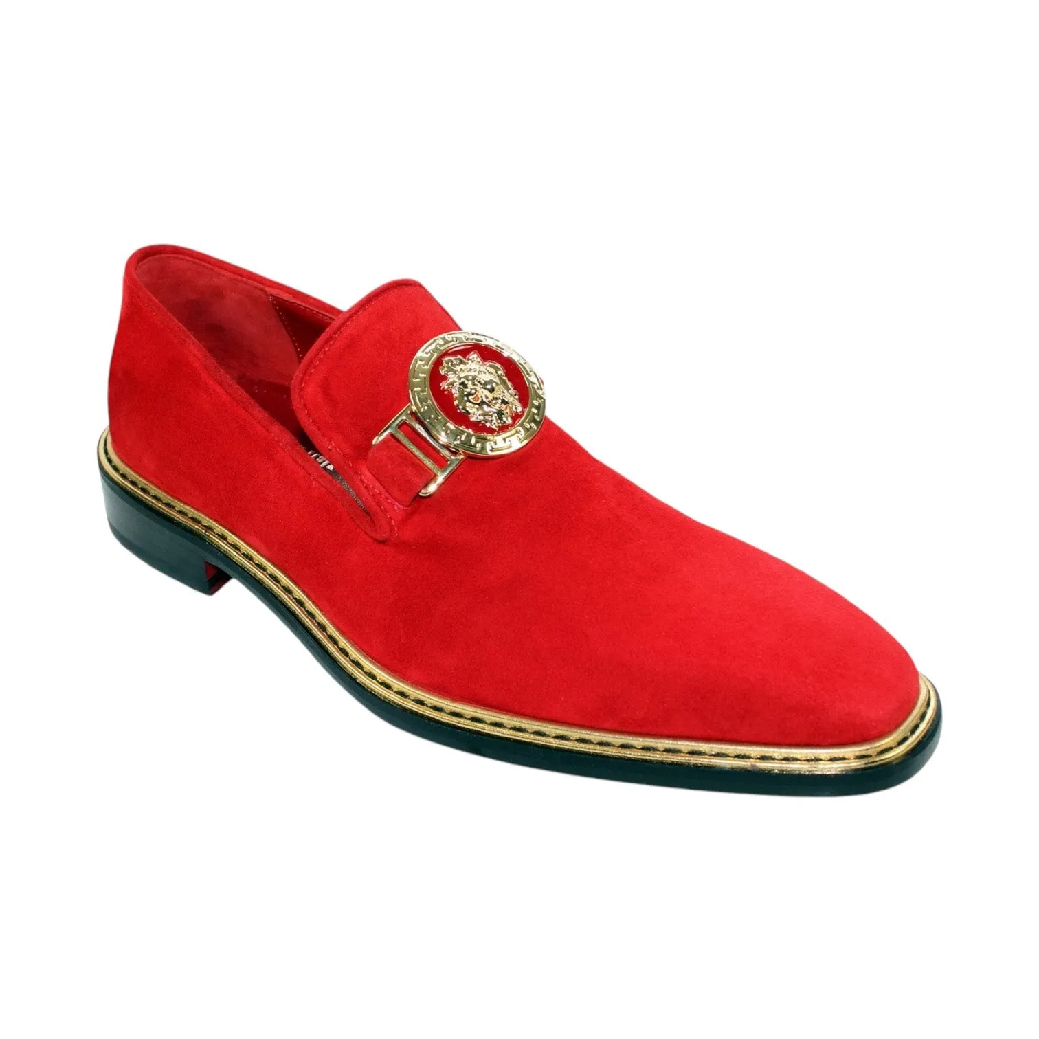 Emilio Franco EF102 Men's Shoes Red Suede Leather Formal Loafers (EFC1009)