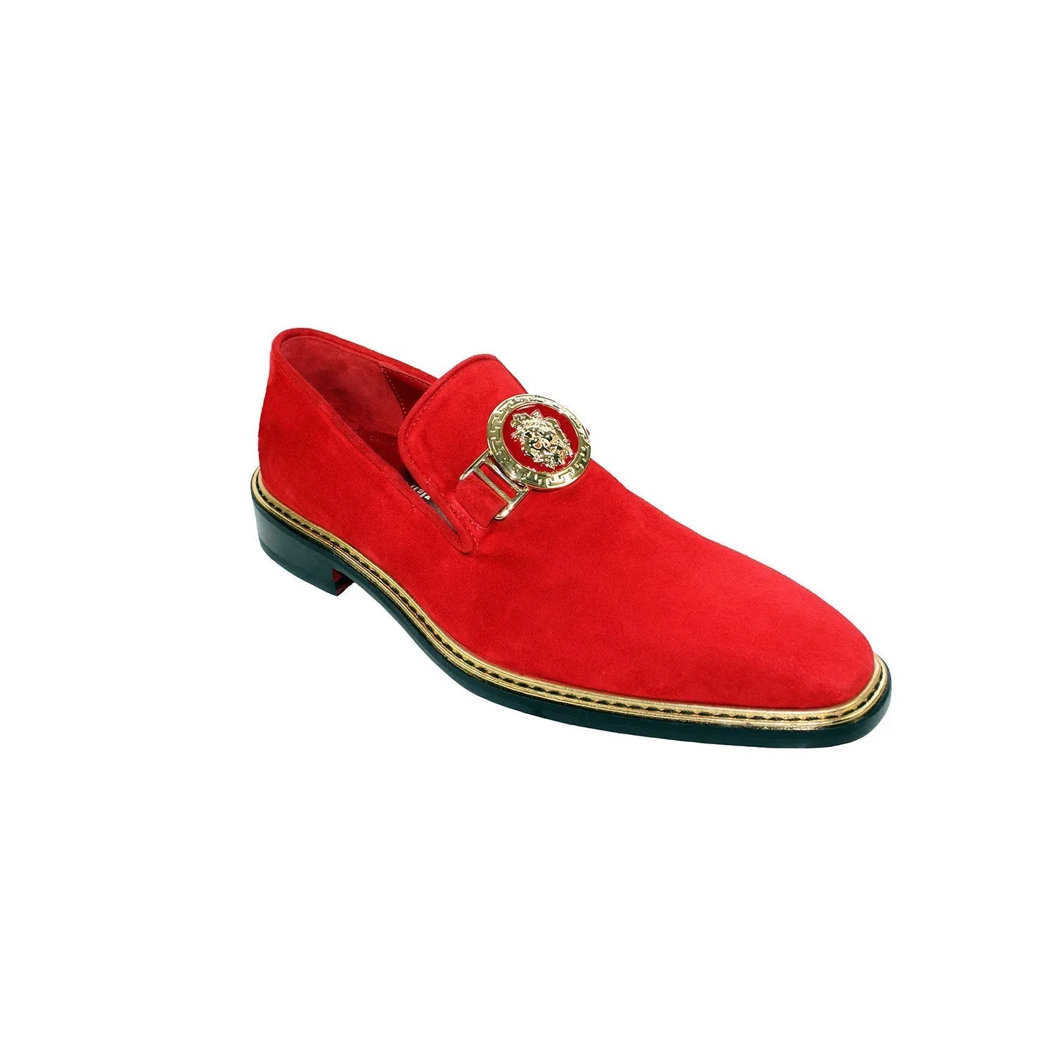 Emilio Franco EF102 Men's Shoes Red Suede Leather Formal Loafers (EFC1009)