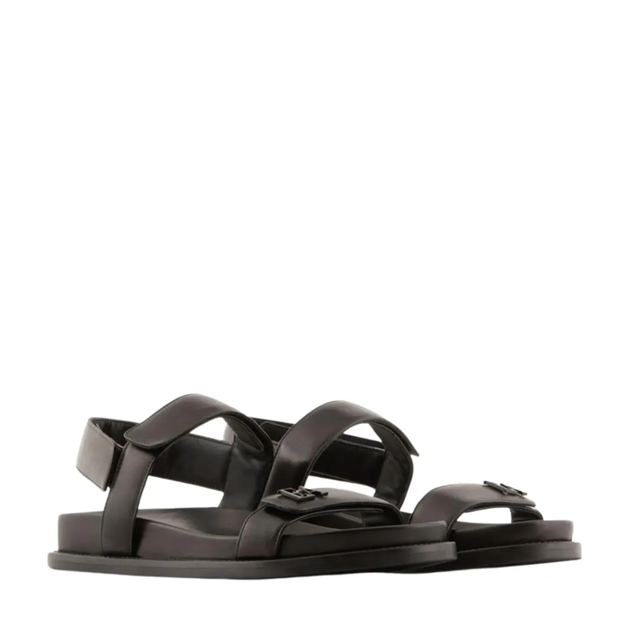 Emporio Armani Logo Nappa Leather Black Sandals