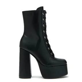 Findas Black Lace Up Platform Boots