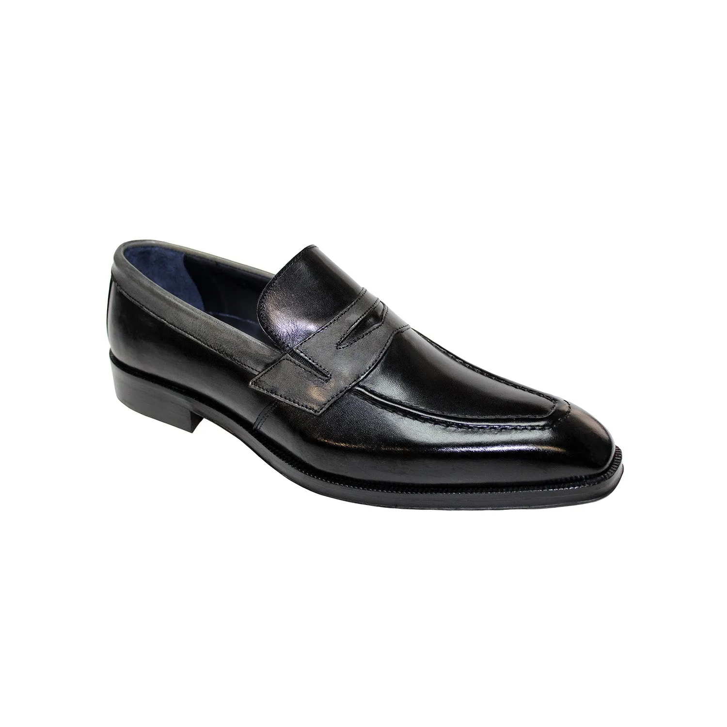 Firmani Trevor Men's Shoes Black/Grey Calf-Skin Leather Loafers (FIR1017)