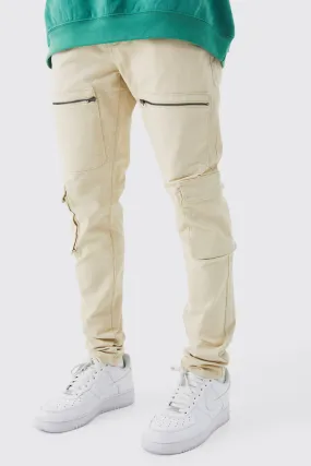 Fixed Waist Skinny Multi Zip Cargo Pants